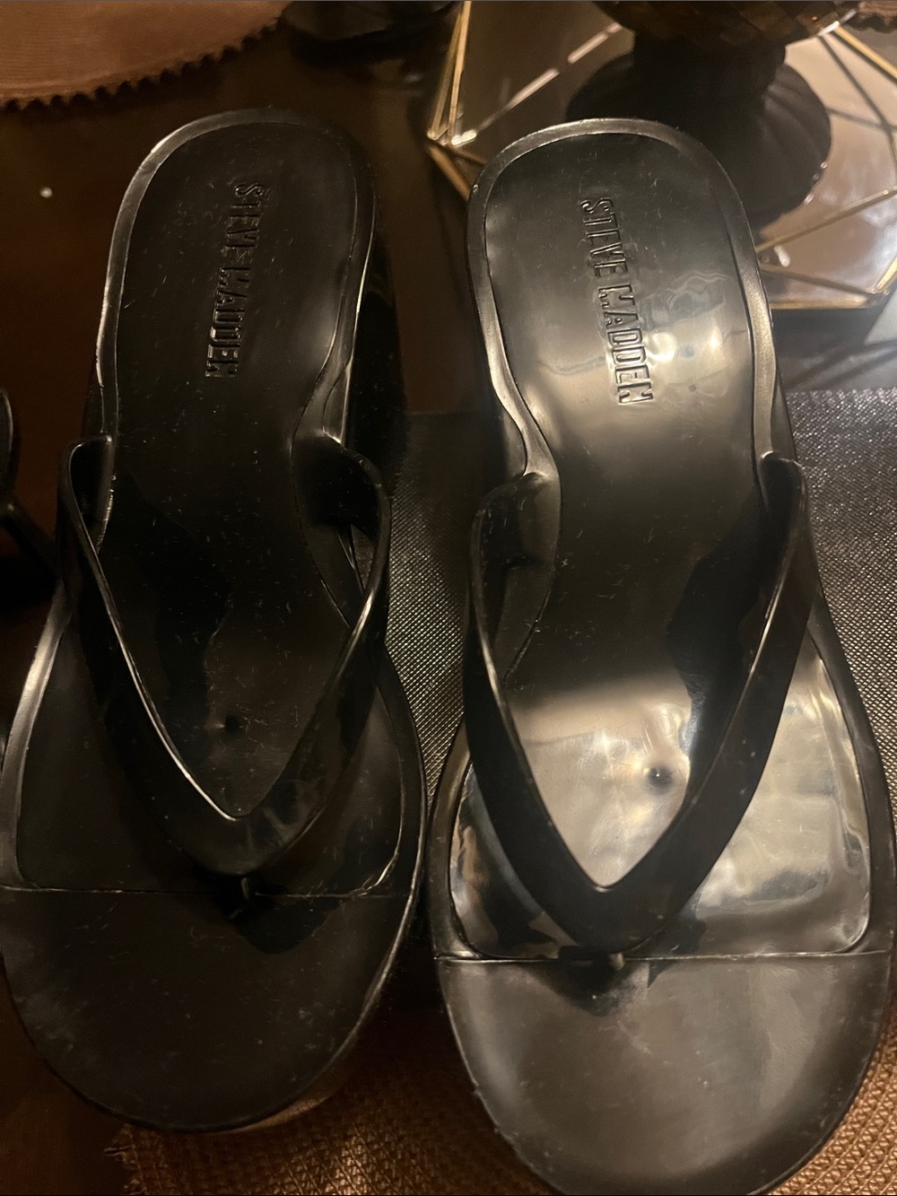 Steve Madden Black Jelly Thong Sandals